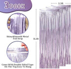 Light Purple Foil Fringe Backdrop Curtains,3.3x8.2ft, 3 Pack in 3.3x8.2ft, alternate view 3