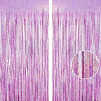 Light Purple Fringe Curtain Backdrop, 2 Pack Tinsel Foil Fringe Curtains Party Decorations Streamers, Xmas Light