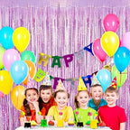 Light Purple Fringe Curtain Backdrop, 2 Pack Tinsel Foil Fringe Curtains Party Decorations Streamers, Xmas Light, alternate