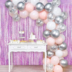 Light Purple Fringe Curtain Backdrop, 2 Pack Tinsel Foil Fringe Curtains Party Decorations Streamers, Xmas Light, alternate