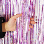 Light Purple Fringe Curtain Backdrop, 2 Pack Tinsel Foil Fringe Curtains Party Decorations Streamers, Xmas Light, alternate