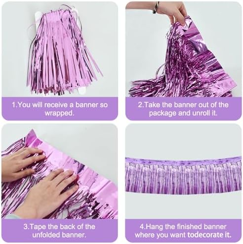 Light Purple Fringe Garland Banner 30ft Wall Tinsel Foil Streamers in Light Purple, alternate view 3