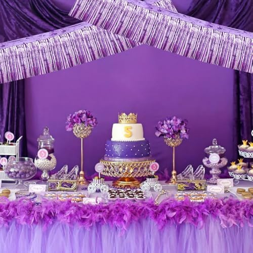 Light Purple Fringe Garland Banner 30ft Wall Tinsel Foil Streamers in Light Purple, alternate view 5