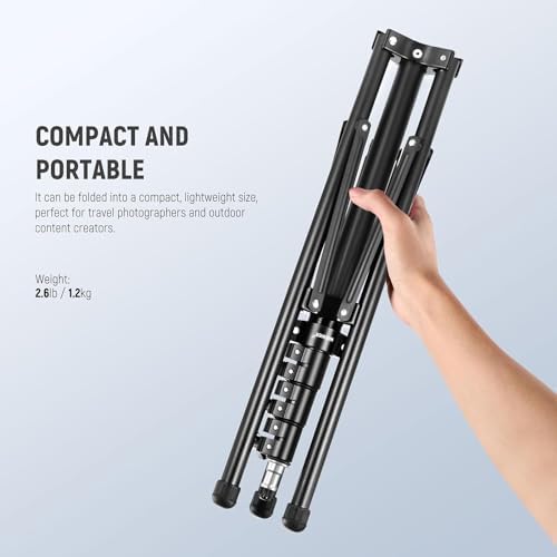 Light Stand All Metal with 180° Reversible Legs, 70"/178cm Portable Travel Tripod Stand 1/4" Screw & 5/8" Stud, alternate