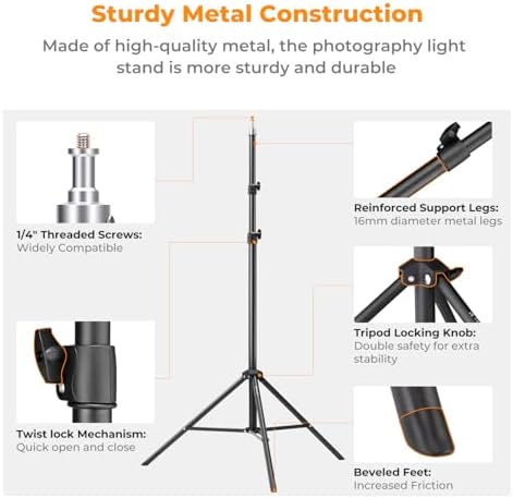 Light Stand for Photography, 7.5ft/2.3M Extendable Tripod, alternate view 3
