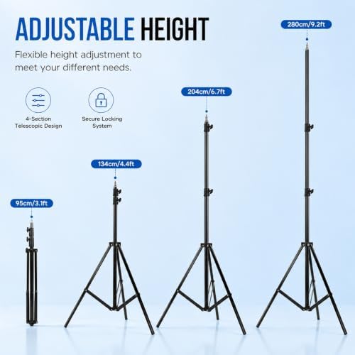 Light Stand for Photography 9.2ft/2.8M Heavy Duty Tripod Spring Cushioned, alternate view 2