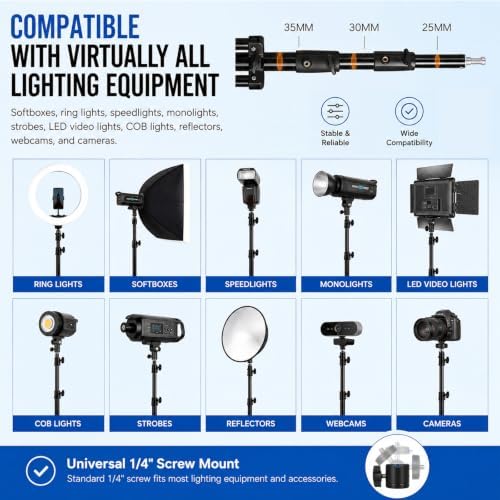 Light Stand for Photography 9.2ft/2.8M Heavy Duty Tripod Spring Cushioned, alternate view 5