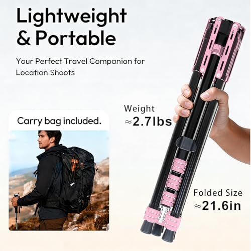 Light Stand Photography, 6.5ft/200cm Adjustable All-Terrain Tripod Stand in Pink, alternate view 3