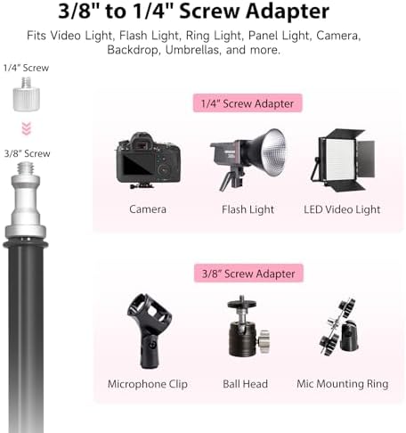 Light Stand Photography, 6.5ft/200cm Adjustable All-Terrain Tripod Stand in Pink, alternate view 4