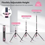 Light Stand Photography, 6.5ft/200cm Adjustable All-Terrain Tripod Stand in Pink, alternate view 6