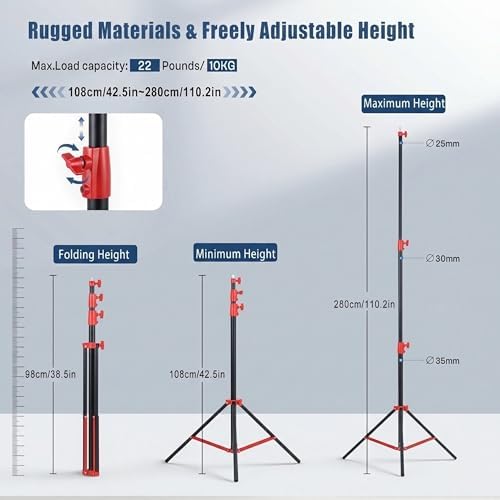 Light Stand Photography, 9.1ft/280cm Air Cushioned Studio Light Stand, alternate view 4