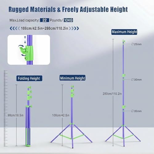 Light Stand Photography, 9.1ft/280cm Air Cushioned Studio Tripod Stand, alternate view 4