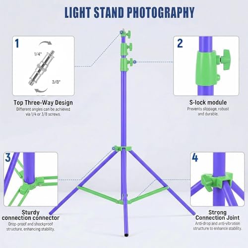 Light Stand Photography, 9.1ft/280cm Air Cushioned Studio Tripod Stand, alternate view 6
