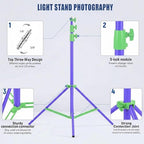 Light Stand Photography, 9.1ft/280cm Air Cushioned Studio Tripod Stand, alternate view 6