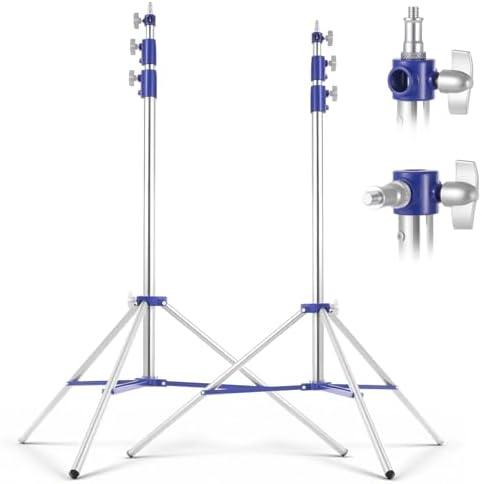 Light Stand Photography, 9.8ft/300cm Stainless Stee Tripod Stand - 2 Pack in Silver