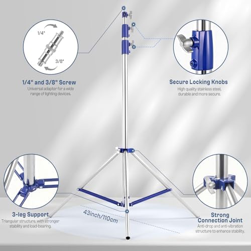 Light Stand Photography, 9.8ft/300cm Stainless Stee Tripod Stand, alternate view 5