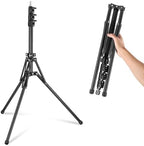Light Stand with 180° Reversible Legs, 70"/178cm Portable Travel Tripod Stand 1/4" Screw & 5/8" Stud for Indoor