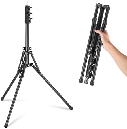 Light Stand with 180° Reversible Legs, 70"/178cm Portable Travel Tripod Stand 1/4" Screw & 5/8" Stud for Indoor