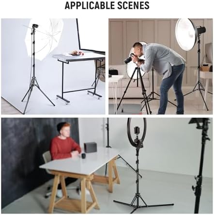 Light Stand with 180° Reversible Legs, 70"/178cm Portable Travel Tripod Stand 1/4" Screw & 5/8" Stud for Indoor, alternate