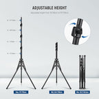 Light Stand with 180° Reversible Legs, 70"/178cm Portable Travel Tripod Stand 1/4" Screw & 5/8" Stud for Indoor, alternate