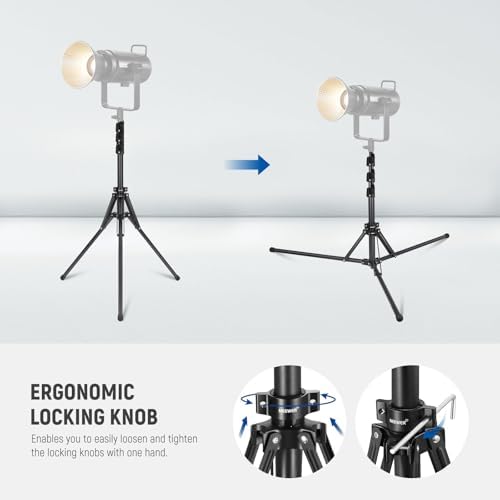 Light Stand with 180° Reversible Legs, 70"/178cm Portable Travel Tripod Stand 1/4" Screw & 5/8" Stud for Indoor, alternate