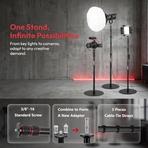 Light Stand with Flat Base, 80" Spring Cushioned Floor Stand, alternate view 5