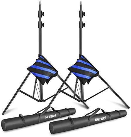 Light Stands 10 Feet/3 Meters, Pro Heavy Duty Spring Cushioned, All Metal Locking Collars, Set of 2 (Black