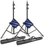 Light Stands 10 Feet/3 Meters, Pro Heavy Duty Spring Cushioned, All Metal Locking Collars, Set of 2 (Black