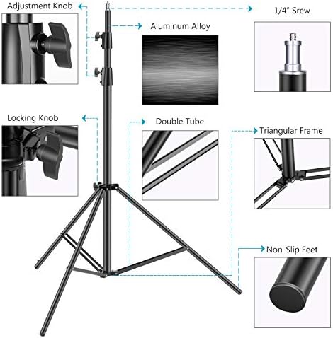 Light Stands 10 Feet/3 Meters, Pro Heavy Duty Spring Cushioned, All Metal Locking Collars, Set of 2 (Black, alternate view 3