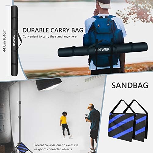 Light Stands 10 Feet/3 Meters, Pro Heavy Duty Spring Cushioned, All Metal Locking Collars, Set of 2 (Black, alternate view 5