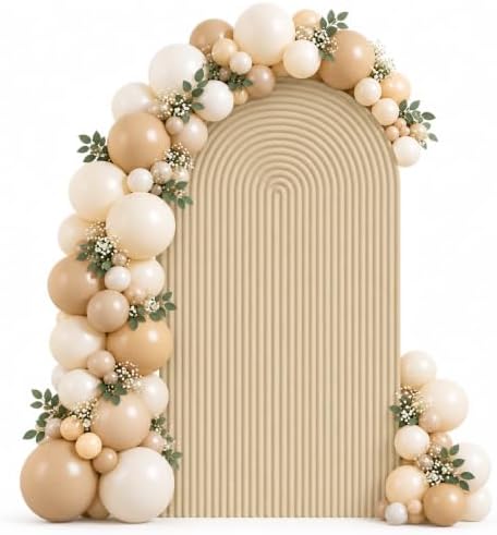 Light Tan Ripple Arch Backdrop Cover 6ft, Stretch Fabric Chiara Arched Backdrop Cover for Birthday Party Wedding