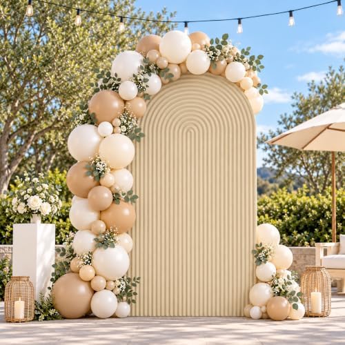 Light Tan Ripple Arch Backdrop Cover 6ft, Stretch Fabric Chiara Arched Backdrop Cover for Birthday Party Wedding, alternate