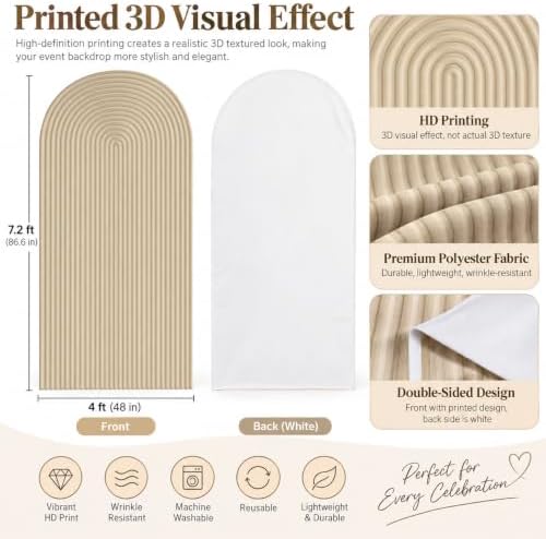 Light Tan Ripple Arch Backdrop Cover 6ft, Stretch Fabric Chiara Arched Backdrop Cover for Birthday Party Wedding, alternate