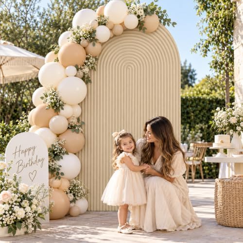 Light Tan Ripple Arch Backdrop Cover 6ft, Stretch Fabric Chiara Arched Backdrop Cover for Birthday Party Wedding, alternate