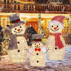 Light Up Snowman Family, Pre-Lit 60 Lights Christmas Collapsible Snowman Outdoor Decoration, Outdoor Lighted, alternate view
