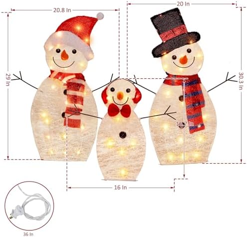 Light Up Snowman, hristmas Yard Decoration, 60 LEDs Lighted Snowman Christmas Decoration, Indoor Outdoor Lighted, alternate