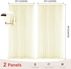 Light Yellow Backdrop Curtains for Parties, Chiffon Photo Backdrop Drapes 2 Panels 5x8ft Sheer Outdoor Curtain, alternate