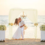Light Yellow Backdrop Curtains for Parties, Chiffon Photo Backdrop Drapes 2 Panels 5x8ft Sheer Outdoor Curtain, alternate