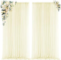 Light Yellow Backdrop Curtains for Parties, Chiffon Photo Backdrop Drapes 2 Panels 5x10FT Sheer Outdoor Curtain