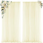 Light Yellow Backdrop Curtains for Parties, Chiffon Photo Backdrop Drapes 2 Panels 5x10FT Sheer Outdoor Curtain