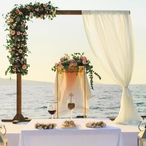 Light Yellow Backdrop Curtains for Parties, Chiffon Photo Backdrop Drapes 2 Panels 5x10FT Sheer Outdoor Curtain, alternate
