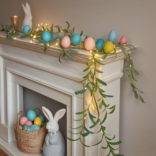 Lighted Artificial Olive Garland 6FT 96 LED Fairy Lights Battery Operated, Faux Vine Lights with Timer for, alternate view 3