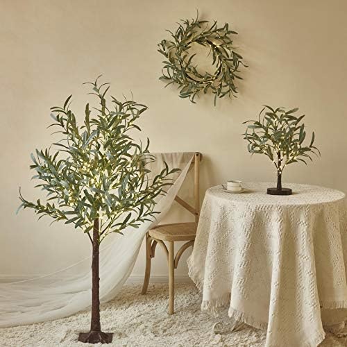 Lighted Artificial Olive Garland 6FT 96 LED Fairy Lights Battery Operated, Faux Vine Lights with Timer for, alternate view 7