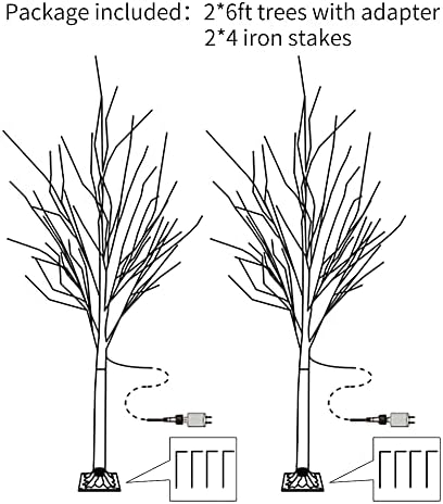 Lighted Birch Tree, 2 Pack 6 Feet 144 Warm White Lights, Prelit White Artificial Christmas Trees for Indoor, alternate view 4