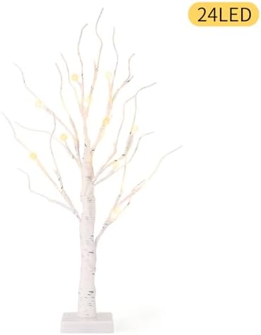Lighted Birch Tree, 4 Pack 2FT Tree Indoor, Battery Operated Artificial Tree with 24 Warm White Lights, Inside, alternate