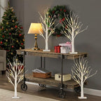 Lighted Birch Tree, 4 Pack 2FT Tree Indoor, Battery Operated Artificial Tree with 24 Warm White Lights, Inside, alternate
