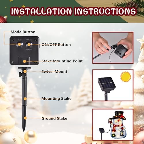 Lighted Christmas Garden Flag, 8 Modes Double Sided Solar Christmas Decorations Outdoor LED Navidad Flag, Yard, alternate