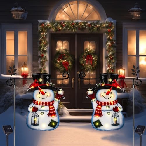 Lighted Christmas Garden Flag, 8 Modes Double Sided Solar Christmas Decorations Outdoor LED Navidad Flag, Yard, alternate