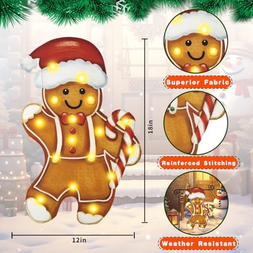 Lighted Christmas Gingerbread Garden Flag Decor, 12x18 In, alternate view 4