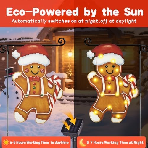 Lighted Christmas Gingerbread Garden Flag Decor, 12x18 In, alternate view 5